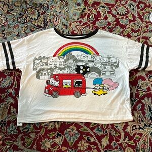 Sanrio Hello Kitty and friends cropped t shirt Med rainbow